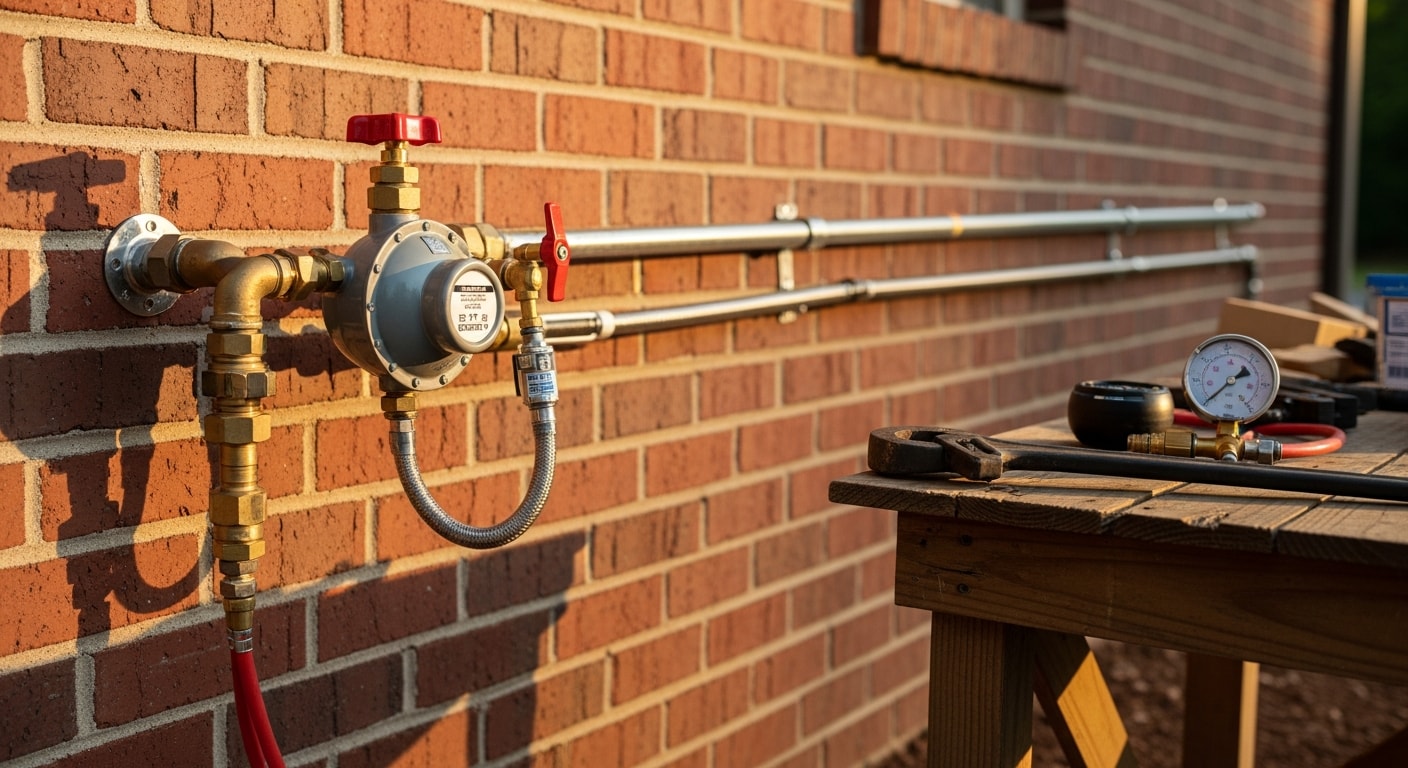 Gas line installation work